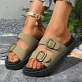thumbnail image 6 of IUJSOY Platform Sandals for Women 2025 Comfortable Slides Open Toe Slippers Double Buckle Beach Shoe, 6 of 8