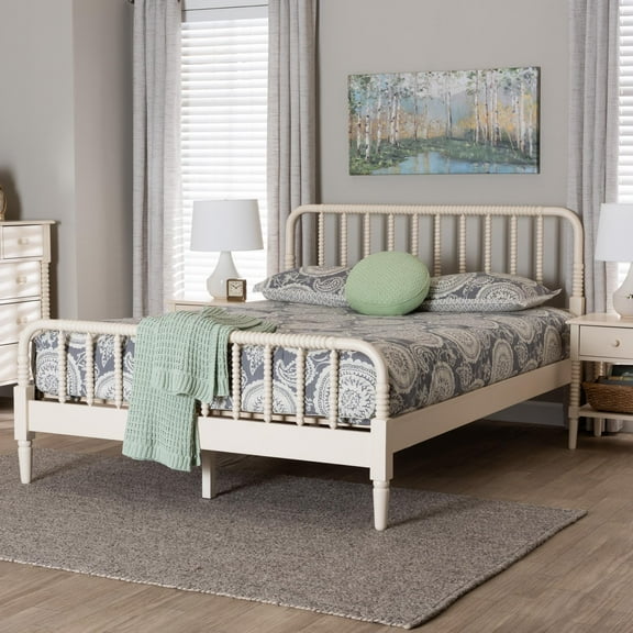 Baxton Studio Braith Farmhouse Platform Bed, King, Ivory