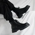 thumbnail image 4 of Botas de cuero antideslizantes para Hombre, calzado informal de punta redonda con cordones, suela gruesa, Zapatos altos cómodos, 4 of 5