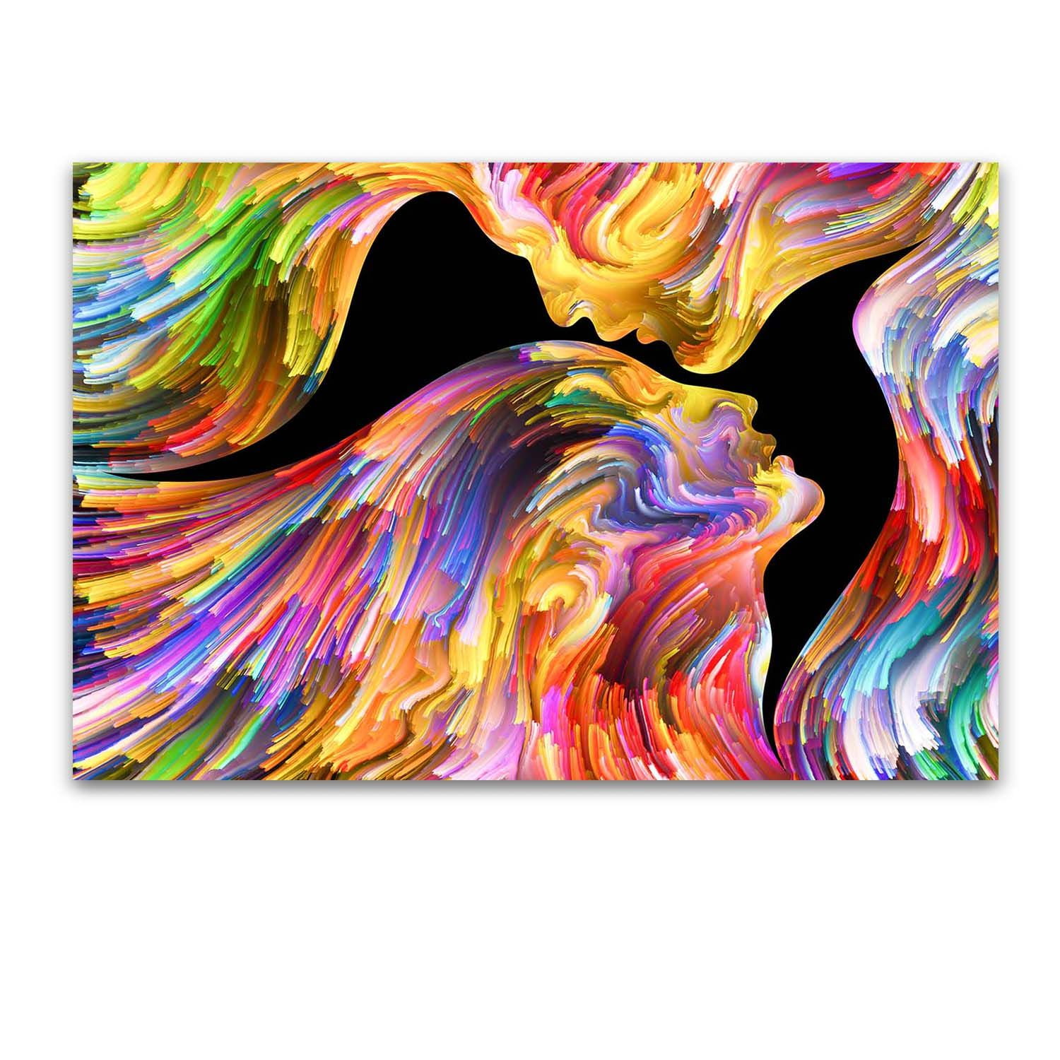Startonight Tempered Acrylic Glass Wall Art - Abstract Theme Colorful  Silhouettes Artwork 24
