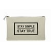 Large Canvas Travel Portfolio / Cosmetic / Toiletry Bag with Screen Printed Quote Stay Simple Stay True