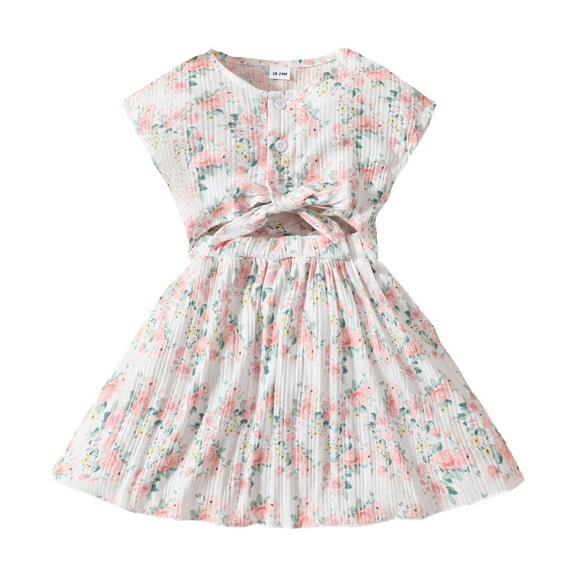 PINQI Fashion Sundress for Toddler Girls 1-6 Years Children's Summer Girls Flower Prints Sleeveless Princess Dress Fashion Dresses