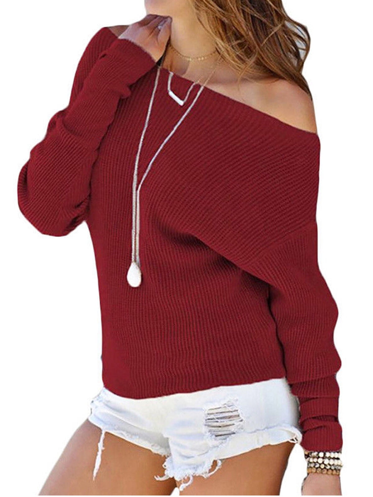luethbiezx - One Shoulder Sweaters Women Autumn Pure Color Autumn Warm ...