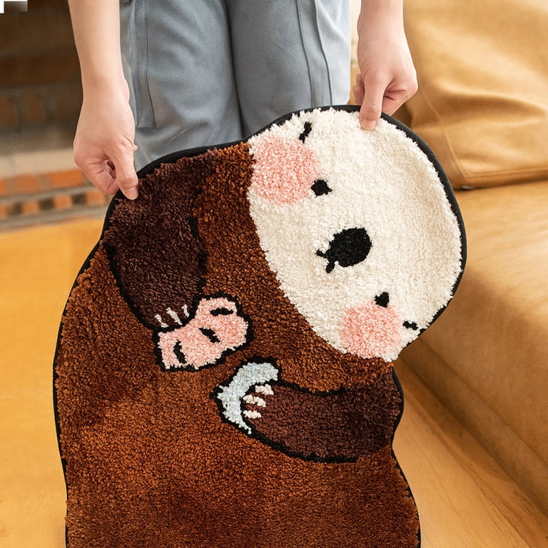 DALIUSE Thermal Imaging Handprint Bath Mat – Soft Fluffy Plush Rug, 2.6x2.6 FT, Absorbent & Non-Slip