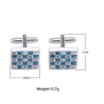 thumbnail image 2 of Gemelos modernos cuadrados con circonitas cúbicas azules y transparentes, 2 of 2