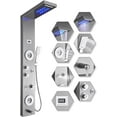 thumbnail image 2 of ELLO&ALLO Stainless Steel Shower Panel Tower System,LED Rainfall Waterfall Shower Head 6-Function Faucet Rain Massage System with Body Jets, Brushed Nickel, 2 of 4