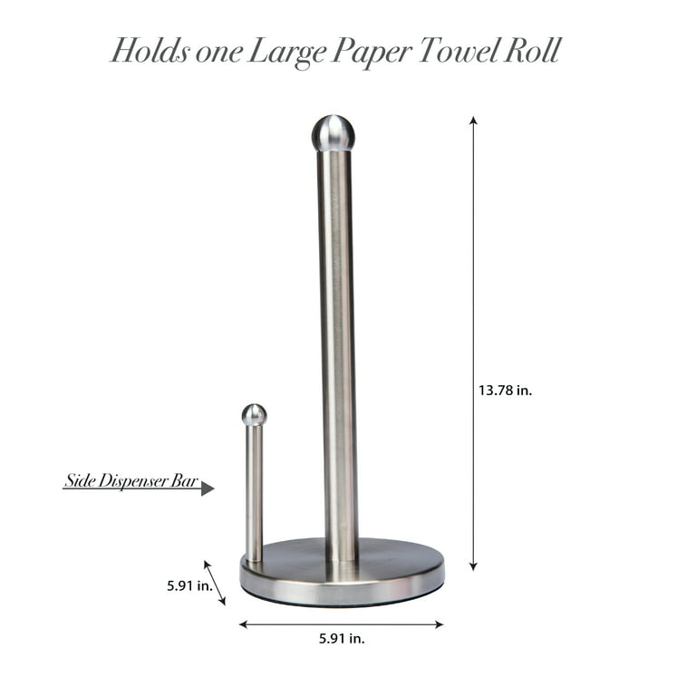 Dear Household Stainless Steel Paper Towel Holder Stand Designed for Easy  One- Handed Operation - This Sturdy Weighted Paper Towel Holder Countertop  Model Has Suction Cups and Holds Paper Towel Rolls 