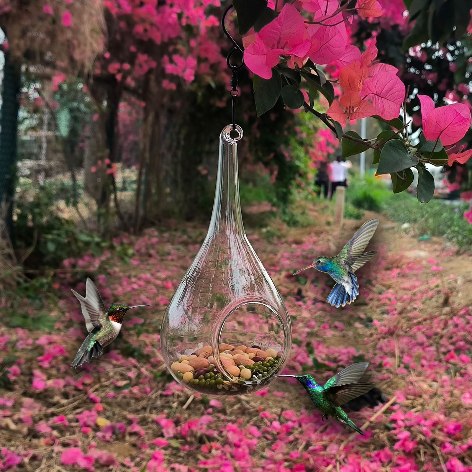 Stijggn Bird Feeders Hanging Feeder Seed Tray, Platform Metal Mesh , Outdoor Garden Decoration for Birds Outside Outdoors Hanging
