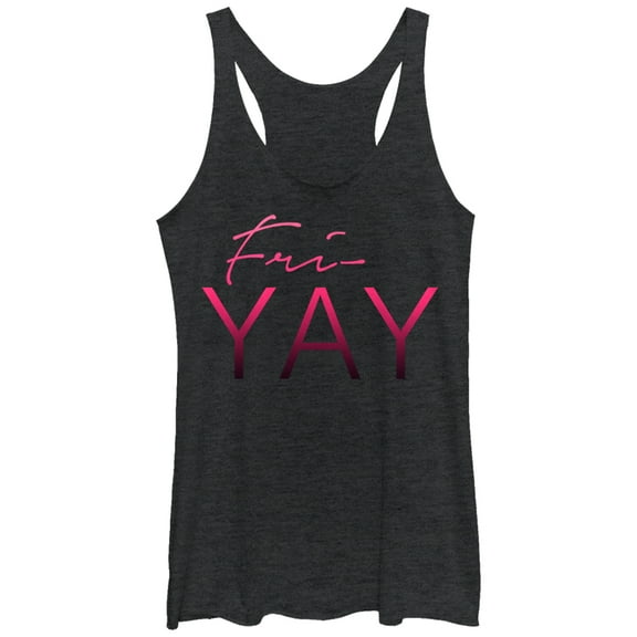 Women's CHIN UP Yay Friday  Racerback Tank Top Black Heather Large