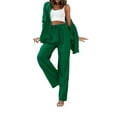 thumbnail image 3 of Women 2 Piece Tracksuit Loose Button Down Blouse Shirt Top High Waist Pants Sets Loungewear Summer Outfits Streetwear, 3 of 6