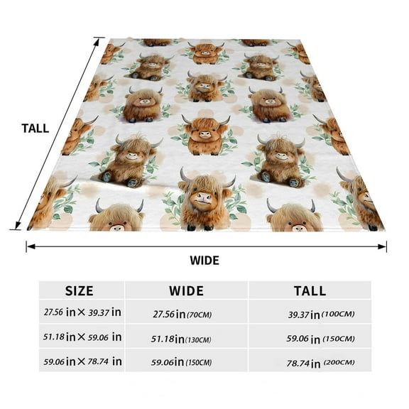 Cozy Cartoon Highland Cow Pattern Flannel Blanket, Soft Warm Nap Throw for Camping, Travel, and Home Decor, Perfect Gift for Friends, Family, and Loved Ones