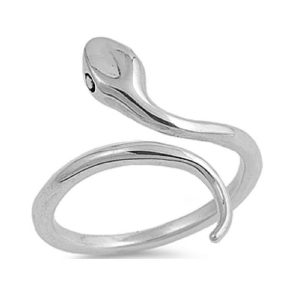 925 Sterling Silver Plain Snake Designer Ring Size 10