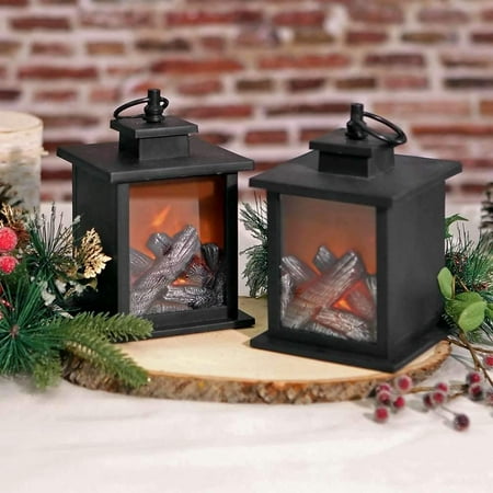 LED Decorative Lanterns - Set of 4 - Kate Aspen Vintage Rustic Home Décor Lantern Tabel Centerpiece for Wedding, Bridal Shower, Anniversary Party - Tokyo Black