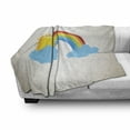 thumbnail image 3 of Vintage Rainbow Soft Flannel Fleece Throw Blanket, Sun over the Clouds on a Beige Diagonal Lines Background Summer Season, Cozy Plush for Indoor and Outdoor Use, 50" x 70", Multicolor, by Ambesonne, 3 of 6