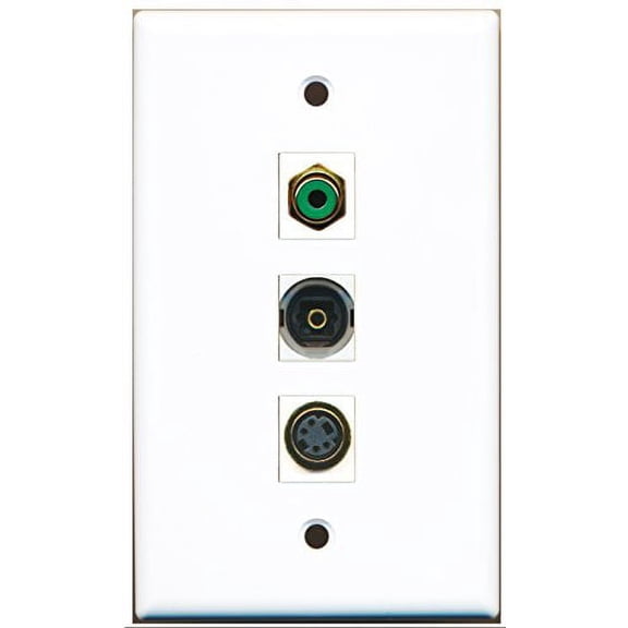 RiteAV - 1 Port RCA Green and 1 Port S-Video and 1 Port Toslink Wall Plate