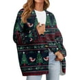 thumbnail image 6 of WTOBBY Women's Christmas Themed Knit Top with Long Sleeve, V-Neck Print, and Button Cardigan for Casual Wear,Dark Green XL, 6 of 6