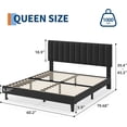 thumbnail image 2 of Queen Size Bed Frame, Velvet Upholstered Platform Bed with Adjustable Vertical Channel Tufted Headboard, No Box Spring Needed, Easy Assembly, Black, 2 of 9