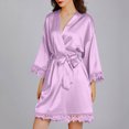 thumbnail image 4 of Alkepwun Kimono Robes for Women Lace Silky Bride Bridesmaids Robe Lightweight Short Satin Robe for Wedding Bridal Birthday Party, 4 of 7