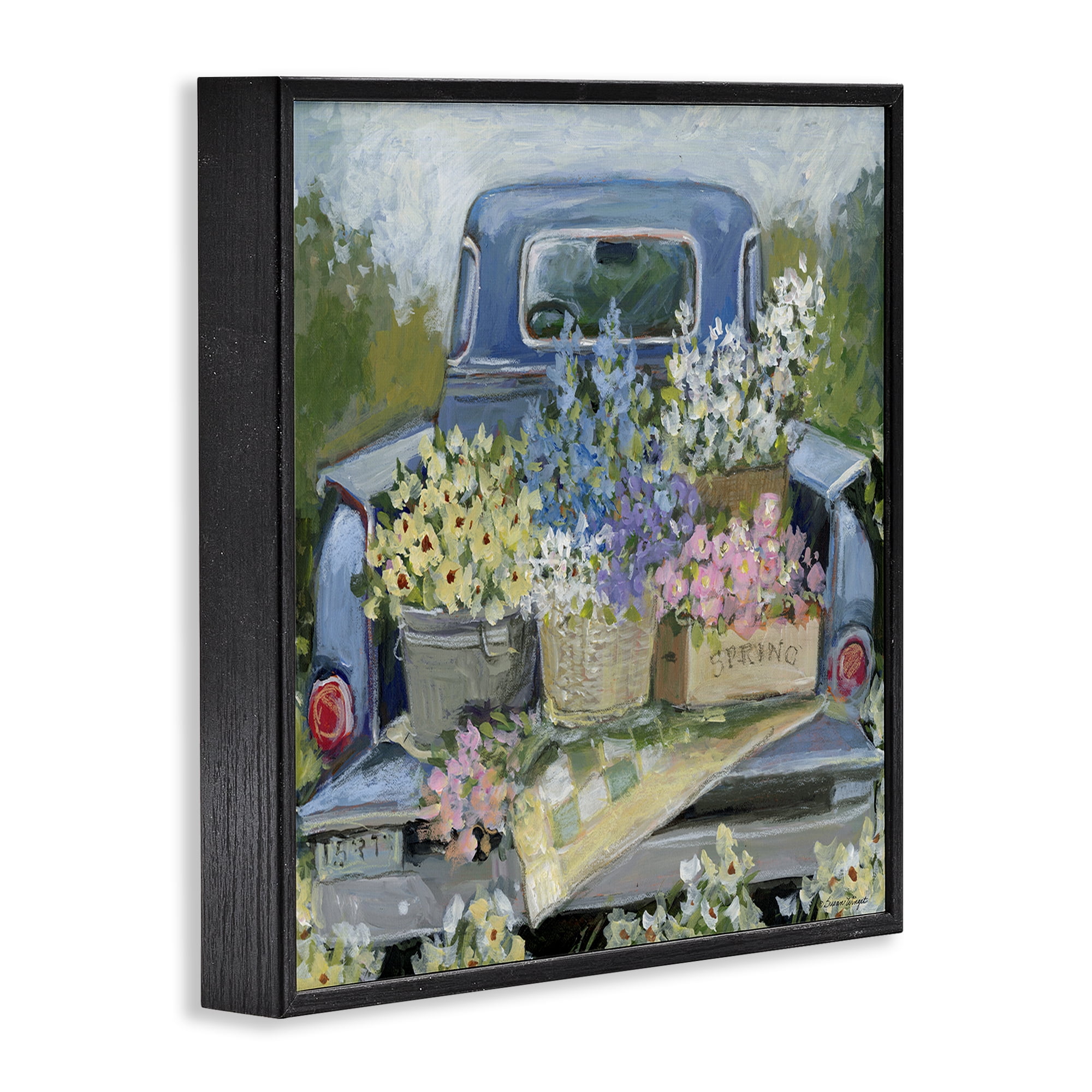 Stupell Industries Truck Bed with Flowers Black Framed Giclee Art, design by Susan Winget