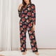 thumbnail image 2 of Balery Red Rose Flower Conjunto de Pijama con Estampado para Mujer, Conjunto de Dos Piezas con Manga Larga, Ropa de Dormir Suave con Bolsillos, Pijamas Cómodos-Large, 2 of 6