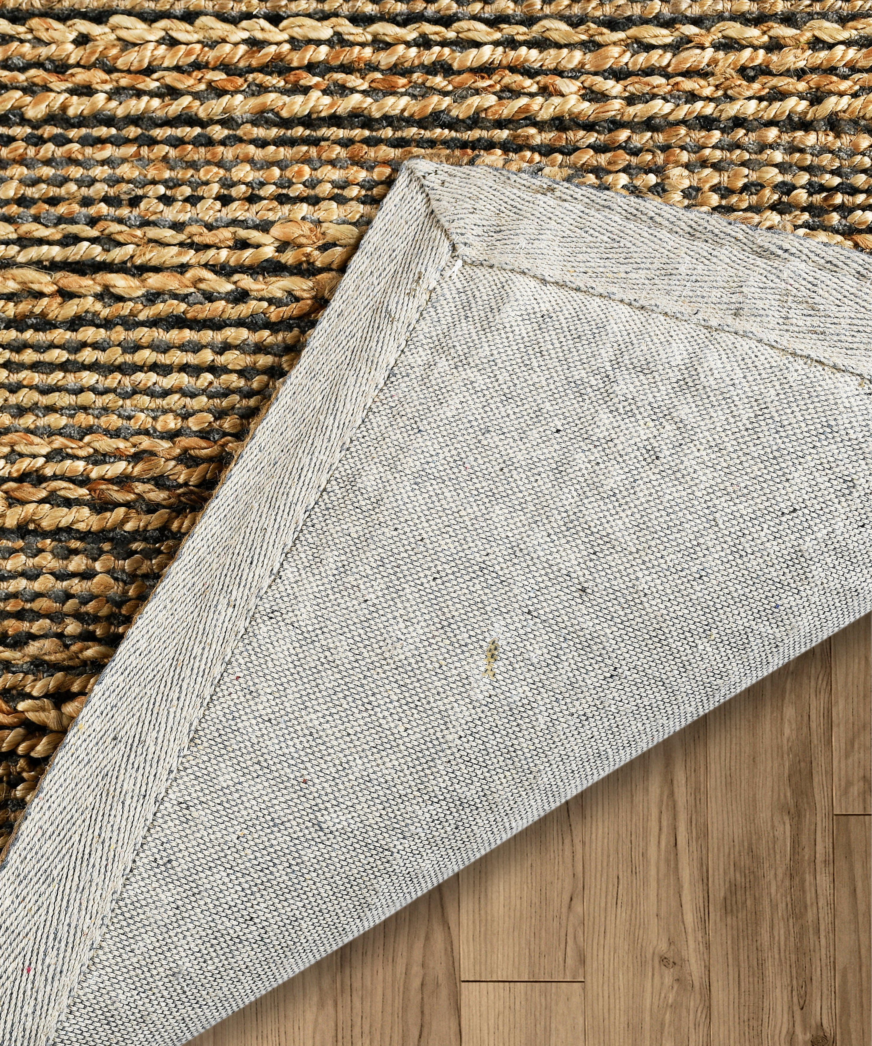 LR Home Natalie Belle Tan/Gray Braided Farmhouse Jute Blend Area Rug, 7'9" x 9'9"