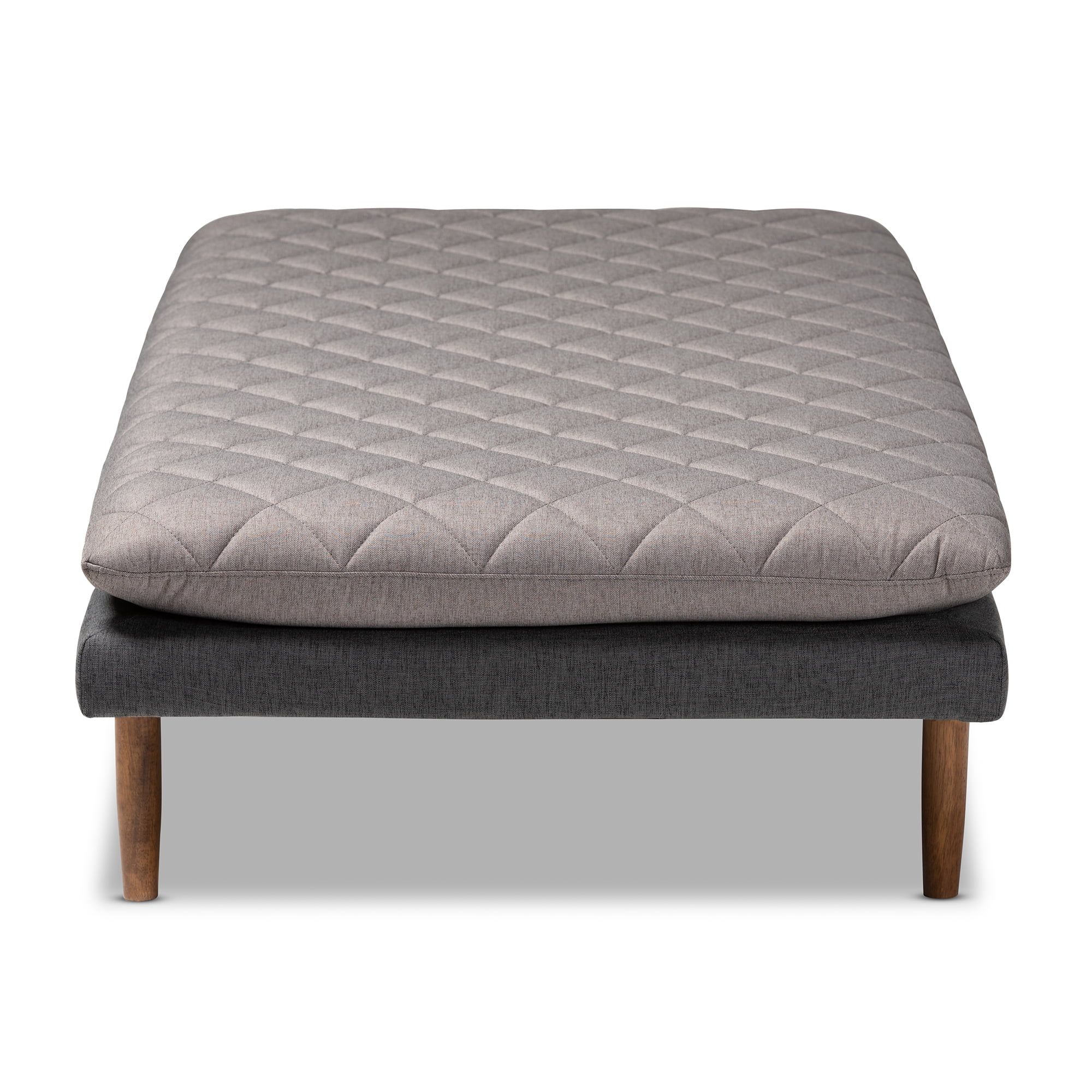 Baxton Studio Marit Mid-Century Modern Two-Tone Gray Fabric Upholstered Walnut Finished Wood Daybed