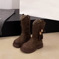 thumbnail image 4 of Eltusu Girls Winter Boots Mid Calf, Non-Slip Zipper Windproof Chunky Riding Boots Brown Size 1 Big Kids, 4 of 4