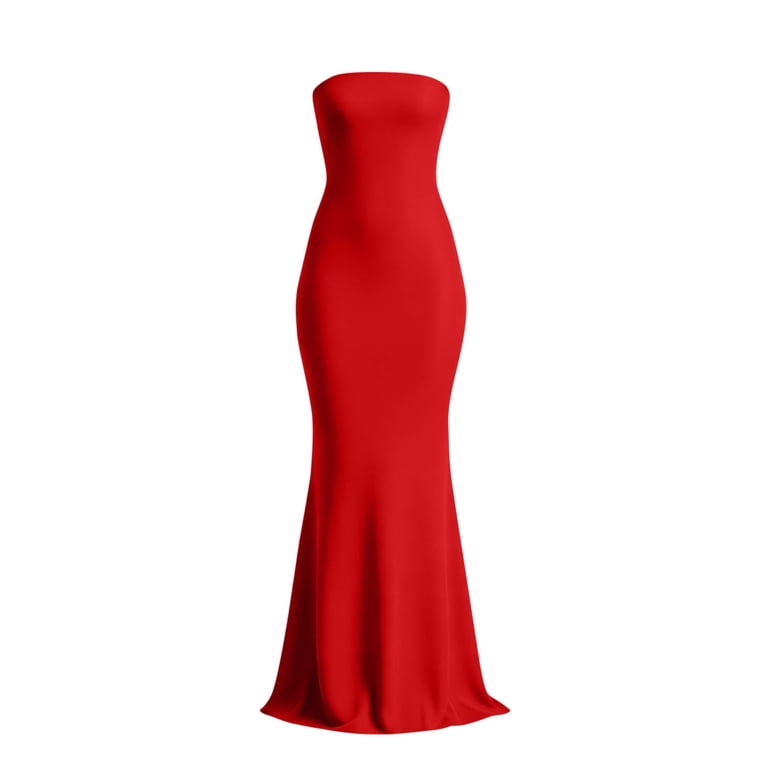 ShomPort Womens Bodycon Maxi Dress with Scarf Strapless Tube Flowy Cocktail  Party Vacation Wedding Guest Dress - Walmart.com