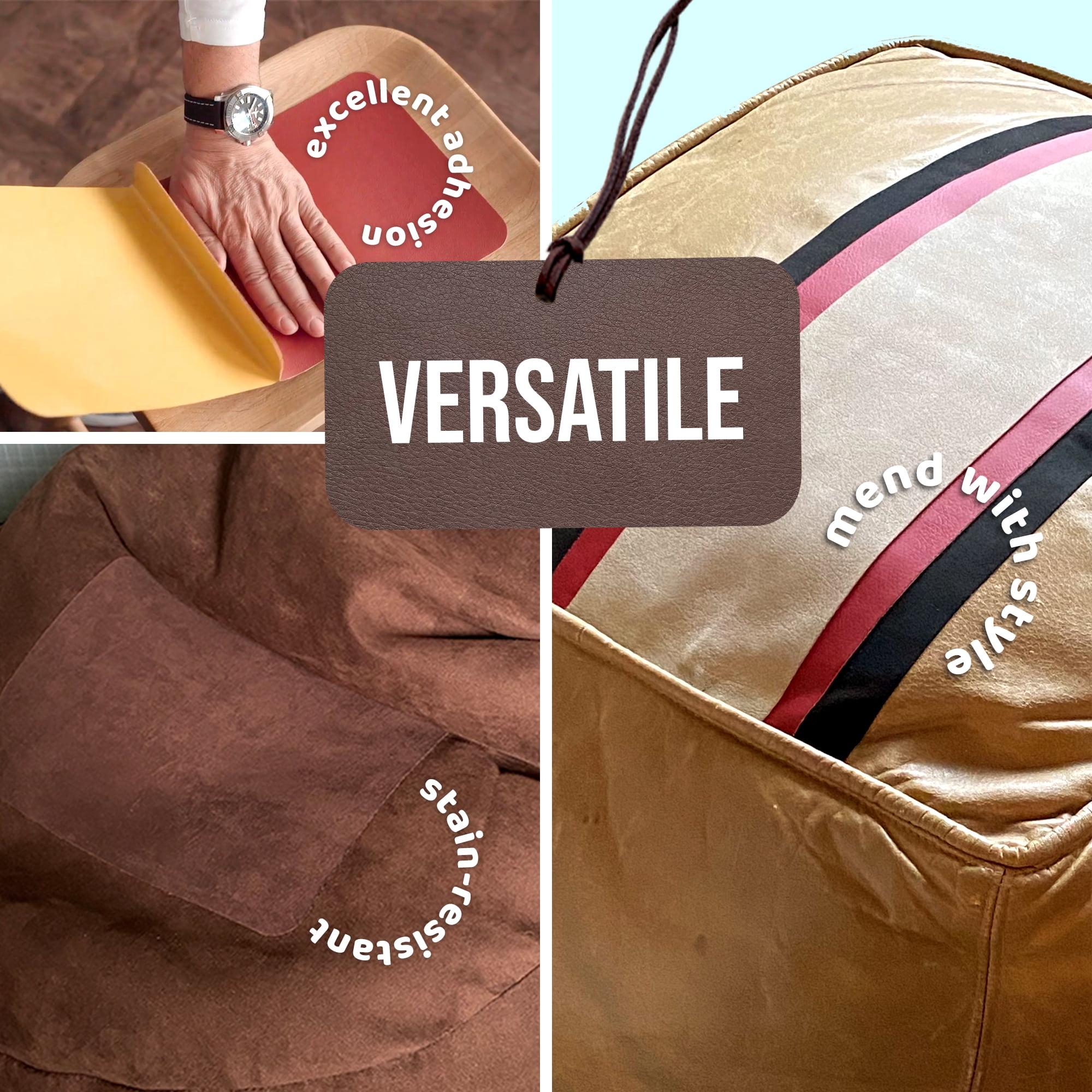 Extra Large MastaPlasta Instant Suede Repair Patch. Brown Suede 11in x 8in / 28cm x 20cm. Self-Adhesive Upholstery Suede Patches for Sofas, Car Seats, Bags, Shoes & More