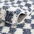 thumbnail image 5 of BoutiqueRugs Kieu Modern Checkered Shag Rug - High Pile Fluffy Shag Carpet for Hallway, Nursery, Playroom, Girls Boys Room - White, Blue - 6'7" x 9' (6x9), 5 of 19