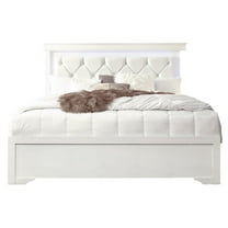 Global Furniture USA Traditional Glam Pompei Metalliic White King Bed With Led, White
