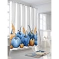 thumbnail image 5 of Blue Pumpkin Fall Waterproof Fabric Shower Curtain, Thanksgiving Botanical Autumn Shower Curtain for Bathroom Curtains Bathtubs Hotel Washable Shower Curtains with 12 Hooks Long 72x78in, 5 of 6