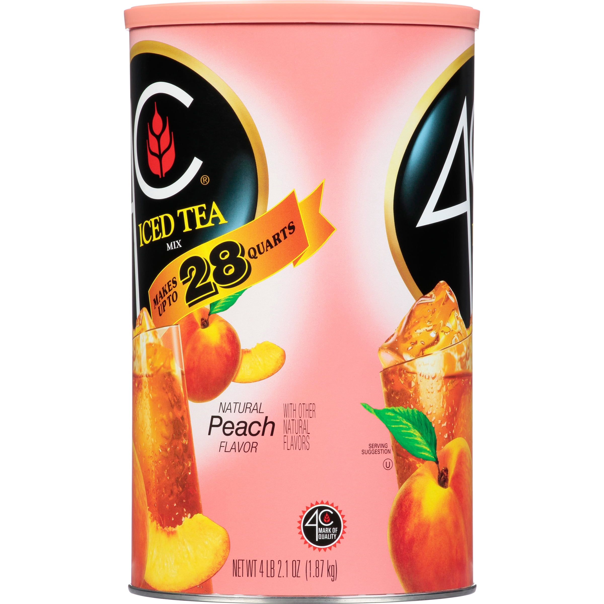 (4 pack) 4C Natural Peach Iced Tea Mix, 66.1 oz (4lbs 2.1oz)