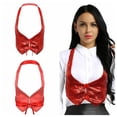 thumbnail image 2 of inhzoy Women's Sequins Shiny Halter Vest Crop Top Tank Waistcoat Red One Size, 2 of 5
