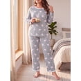 thumbnail image 4 of Cueply Womens Plus Size Pajamas Long Sleeve Pjs Sets Loungewear Sleepwear 1X-4X, 4 of 8
