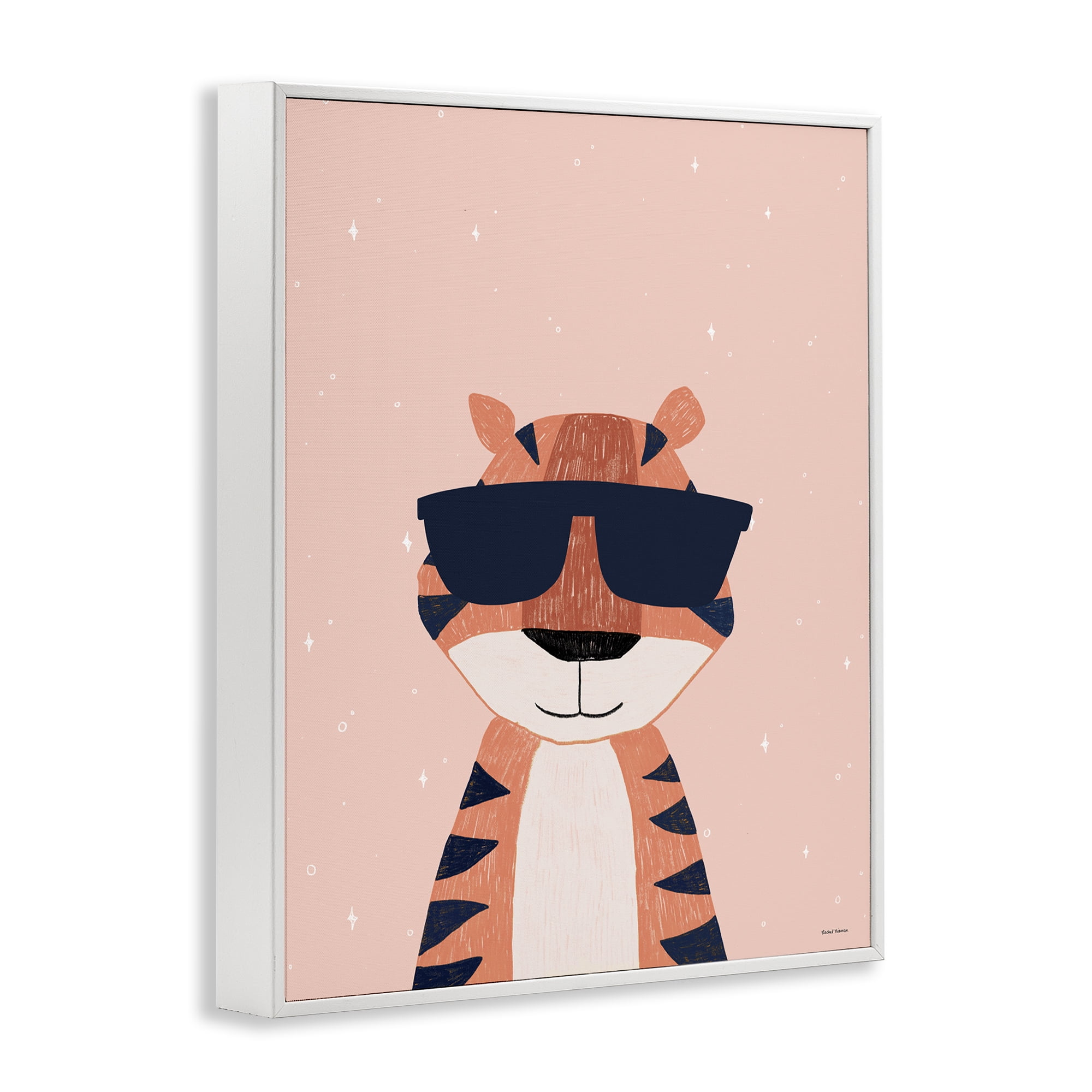 Stupell Industries Cool Tiger in Sunglasses White Framed Giclee Art, design by Rachel Nieman