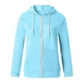 thumbnail image 4 of Dezsed Hooded Sweatshirts Sweaters for Women Hoodies Women Casual Hooded Slim Zipper Fleece Sweater Coat Women Hoodies Pullover Light Blue C XXL, 4 of 5