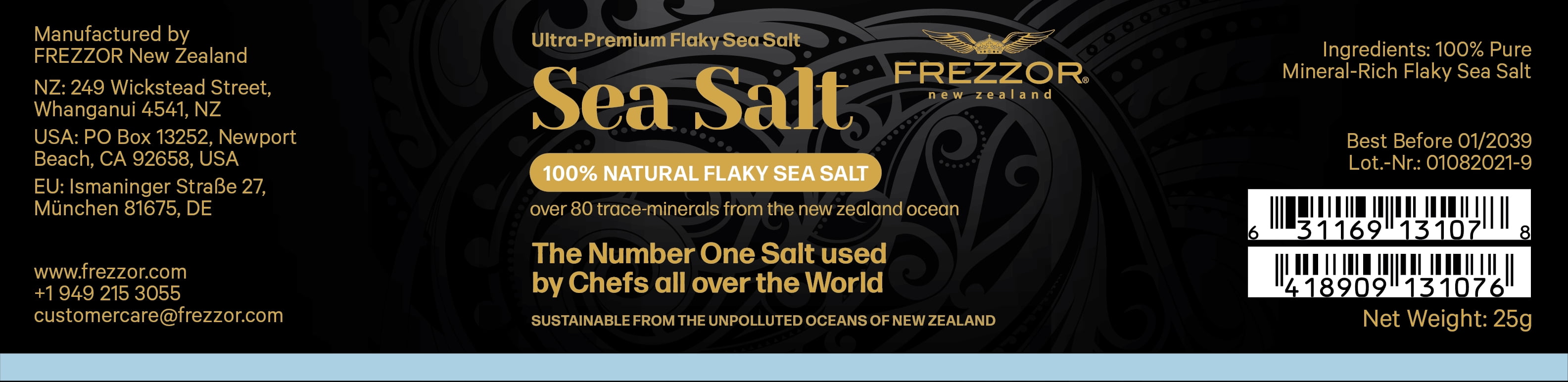 FREZZOR Natural Flaky Sea Salt, Iodized, 25 Gram Jar, Lab Tested, Mineral-Rich