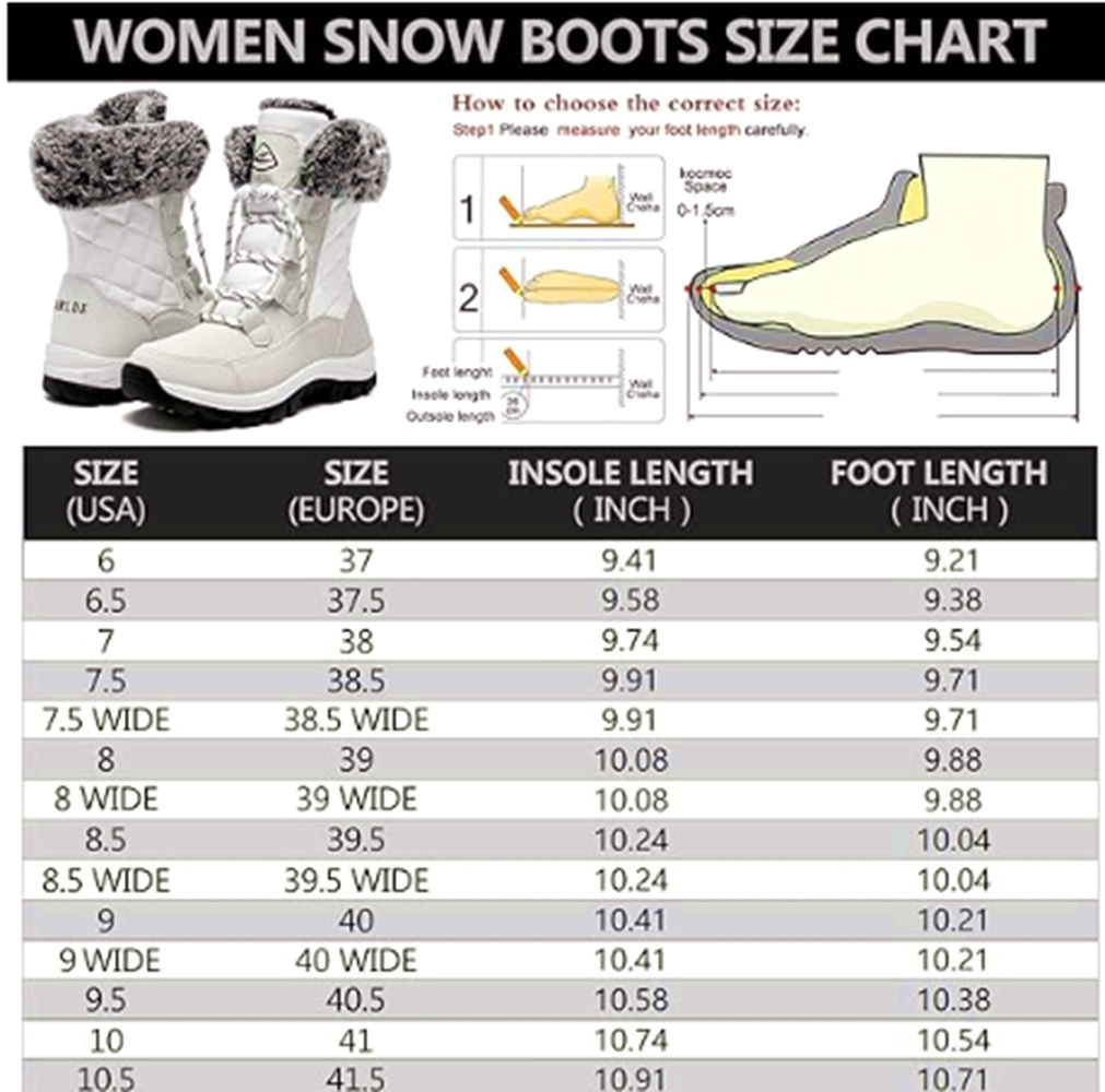 Snow Boots for Women Waterproof Outdoor Hiking Shoes Winter Warm Mid Calf Boots