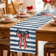 thumbnail image 5 of Thin Navy Lines Table Runner 72 Inches, Patriotic Bow Vintage Distressed Striped Bed Runner Dresser Scarves Tabletop for Indoor Outdoor Parties/Ceremony/Banquet, 18" x 72", 5 of 9