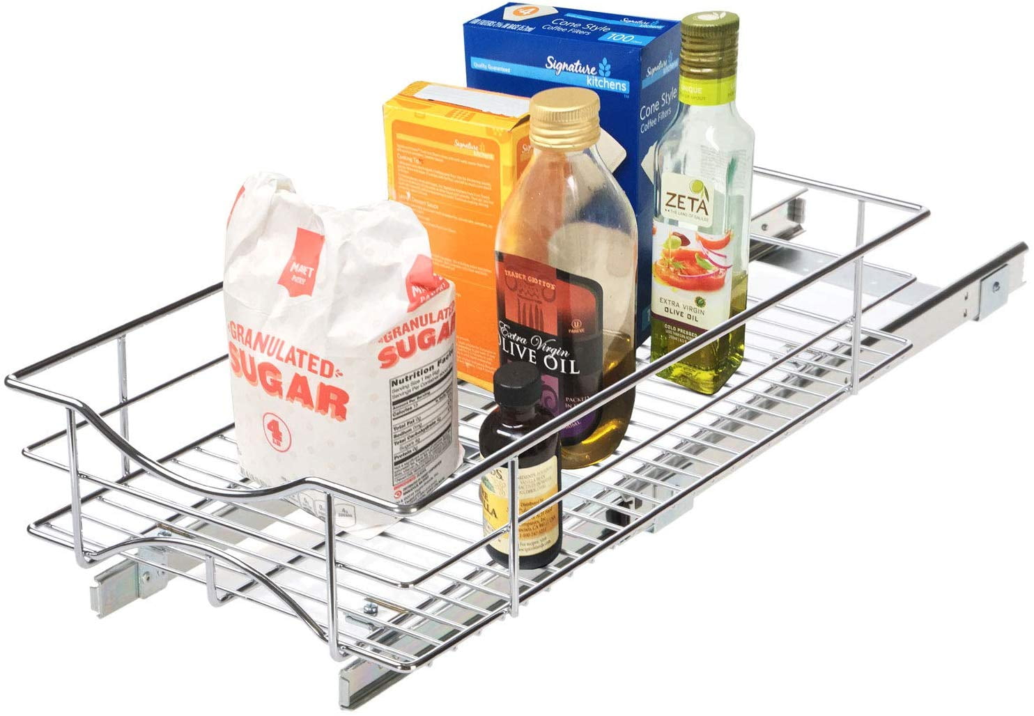 Home Zone Kitchen 11" W x 21" D Under PullOut Basket Organizer