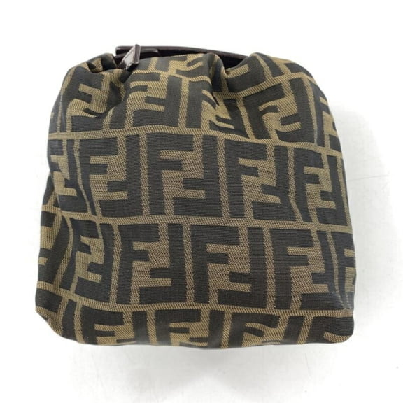 Pre-Owned FENDI Vanity Pouch Handbag Zucca Brown Fendi