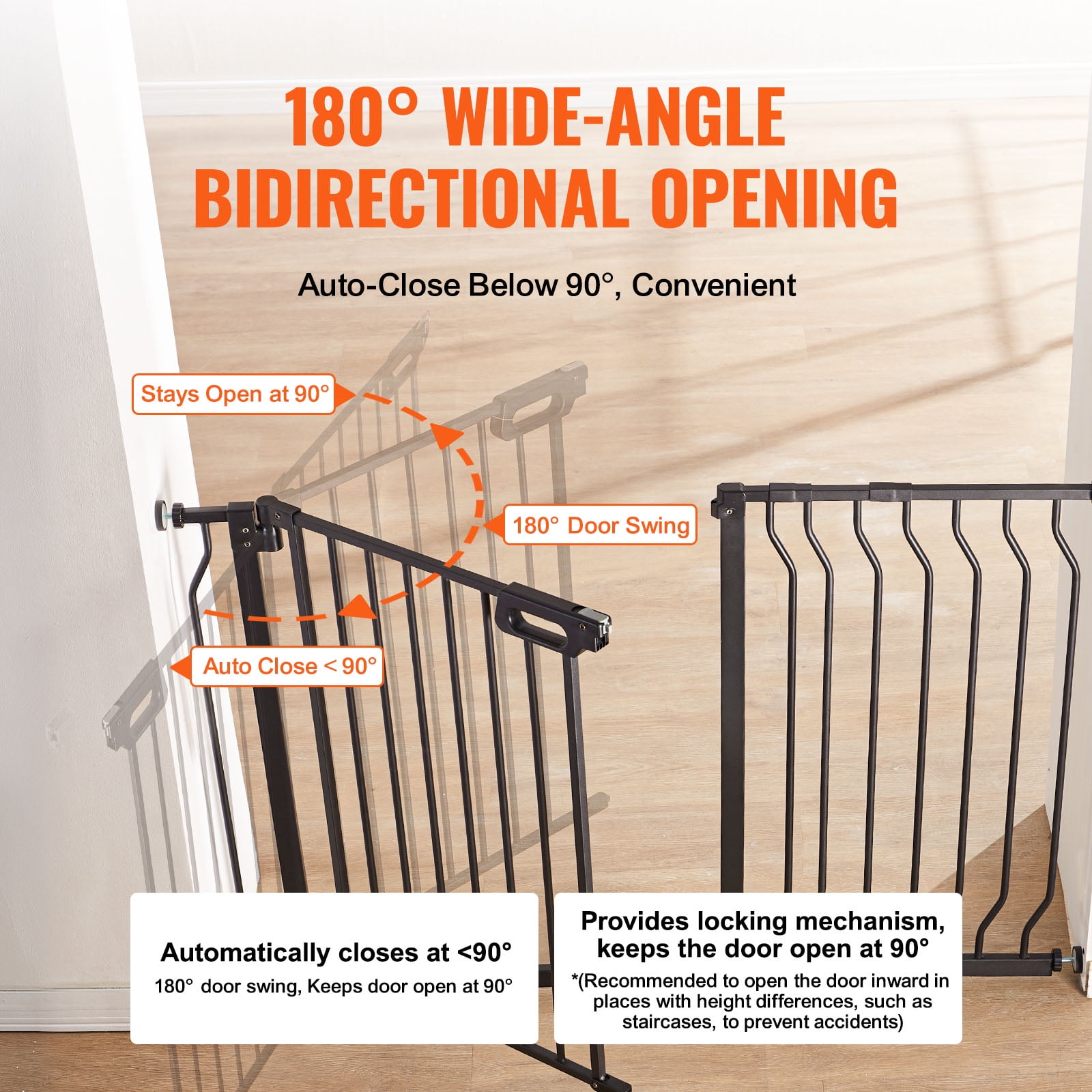 KFFKFF Baby Gate Safety Stair Gate Dog Bar Doorway 29.5"-48.4" Width 30" Height
