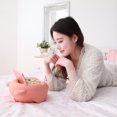 thumbnail image 3 of Lazy Bear Design Double Layer Fruit Plate with Cellphone Stand Holder Snacks Seeds Dish Container Storage Box Style 5 White Pink, 3 of 10