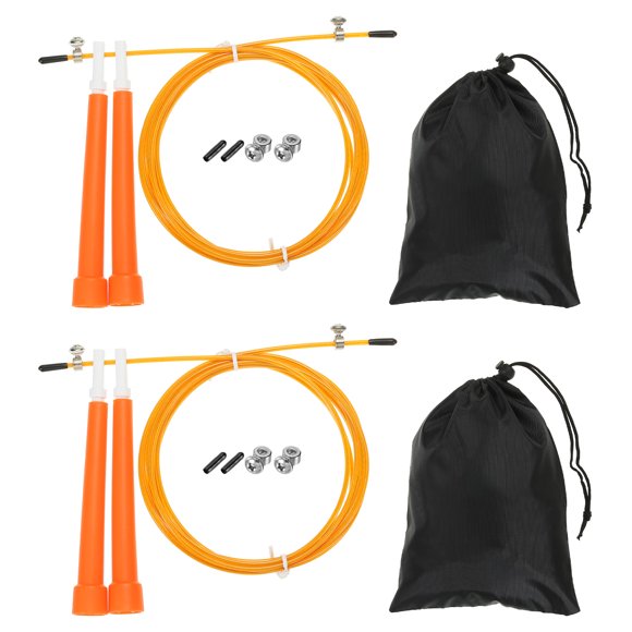 Unique Bargains Speed Jump Rope Adjustable Speed Skipping Rope with Storage Bag and Spare Parts Orange 2 Set