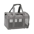 thumbnail image 2 of Portador de mascotas de lado suave Correa ajustable para el hombro Bolsa de transporte para gatos de viaje Gris jinwen bolso porta gatos, 2 of 8