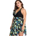 thumbnail image 4 of Sexy Dance Women Plus Size Swim Dress Tummy Control Swimsuit Ruffles Swimwear Halterneck Bathing Suit Floral Beachwear, 4 of 4