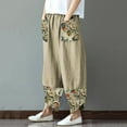 thumbnail image 3 of Tbopshirt Linen Pants Women Plus Size,Womens Fashion Casual Pants Gifts for Women,Cotton Linen Print Patchwork Irregular Loose Wide Leg Pants, 3 of 3