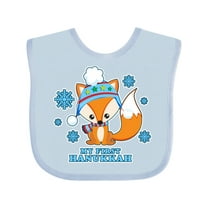 Inktastic My First Hanukkah with Fox and Snowflakes Boys or Girls Baby Bib