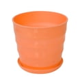thumbnail image 1 of Home Garden Office Plastic Stripe Pattern Plant Planter Container Flower Pot, 1 of 1